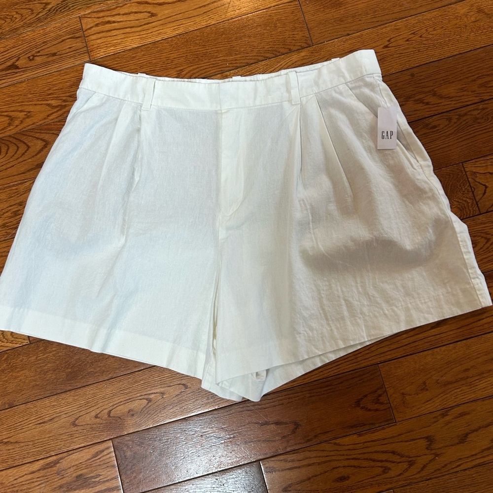 GAP 365 Linen Blend Shorts XL High Rise White Summer NWT - Picture 6 of 10